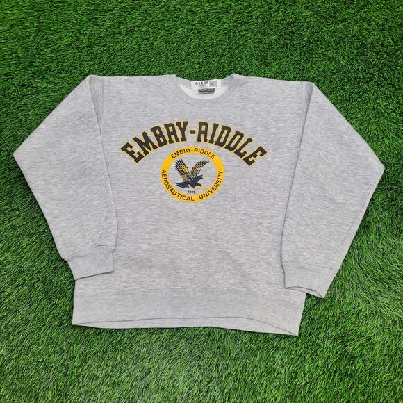 Vintage Embry-Riddle Sweatshirt Womens Medium 20x23 Gray - Picture 1 of 14
